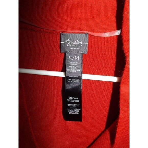 Chico's Travelers Collection S/M Red Knit Vest Layering Lagenlook - Picture 2 of 4